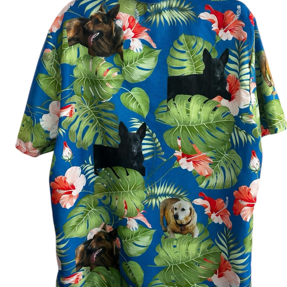 Hawaiian Shirt Dog Print Tropical Aloha No Tag Fits Men’s XXL 28x34 - Picture 3 of 5